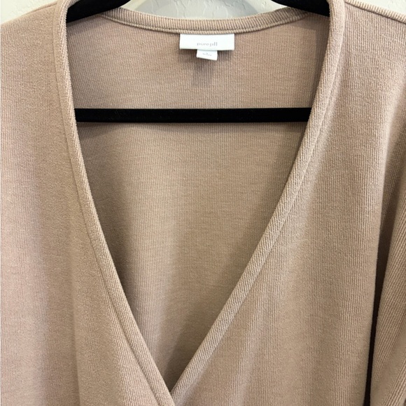 Women's Tan Cardigan Sweater - Picture 4 of 9